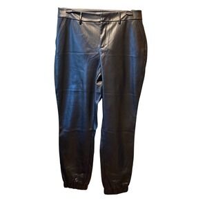 Bar III Womens Black Faux Leather Jogger Pants High Rise Plus Size 14W